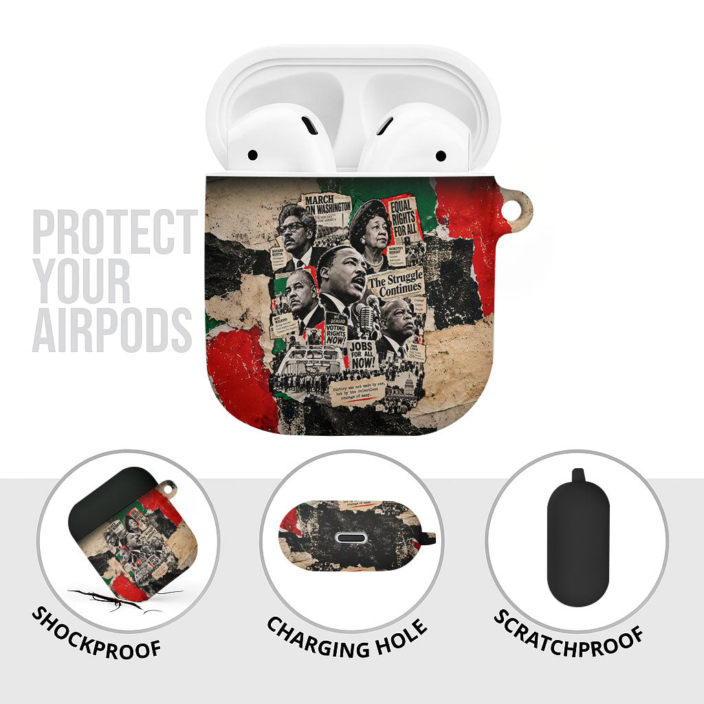 Civil Rights Leaders AirPods Case Vintage Newspaper Collage Pan-African - Civil Rights Movement