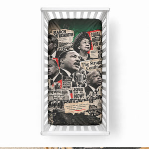 Civil Rights Leaders Baby Bed Cover Vintage Newspaper Collage Pan-African - Civil Rights Movement