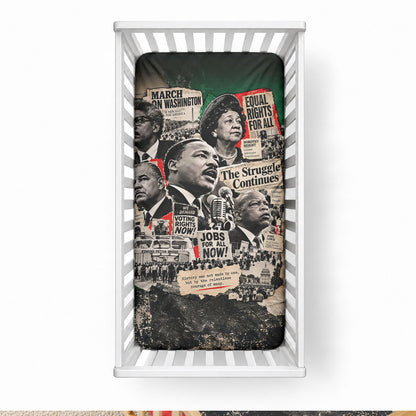 Civil Rights Leaders Baby Bed Cover Vintage Newspaper Collage Pan-African - Civil Rights Movement