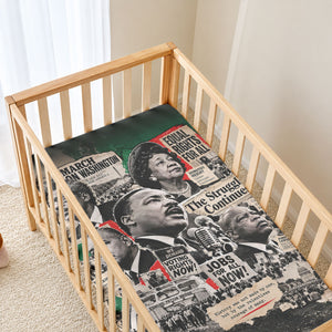 Civil Rights Leaders Baby Bed Cover Vintage Newspaper Collage Pan-African - Civil Rights Movement