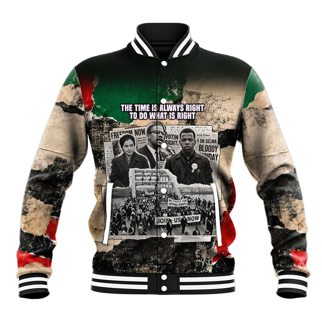 Civil Rights Leaders Baseball Jacket Vintage Newspaper Collage Pan-African - Civil Rights Movement