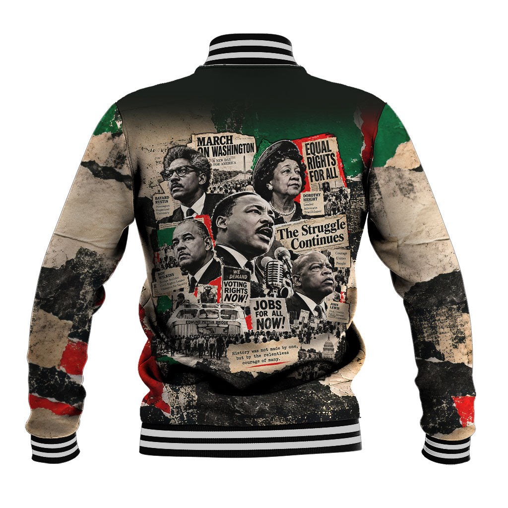 Civil Rights Leaders Baseball Jacket Vintage Newspaper Collage Pan-African - Civil Rights Movement