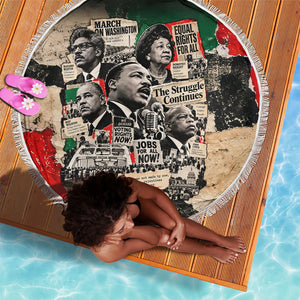 Civil Rights Leaders Beach Blanket Vintage Newspaper Collage Pan-African - Civil Rights Movement