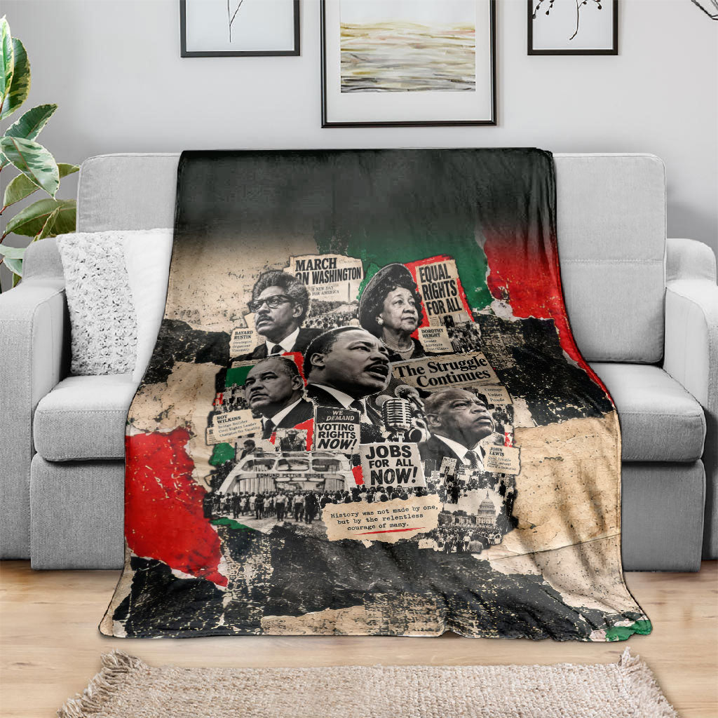Civil Rights Leaders Blanket Vintage Newspaper Collage Pan-African - Civil Rights Movement
