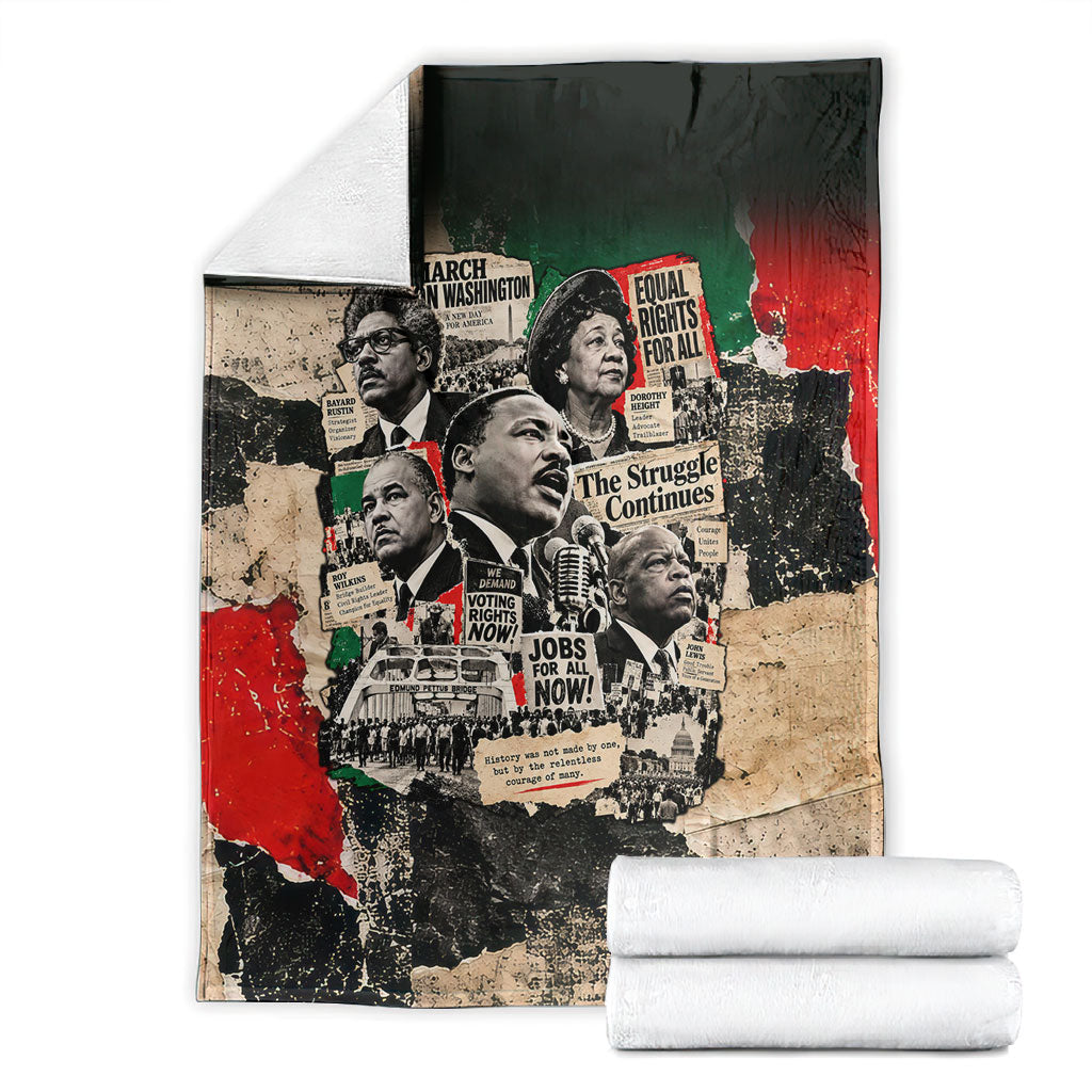 Civil Rights Leaders Blanket Vintage Newspaper Collage Pan-African - Civil Rights Movement