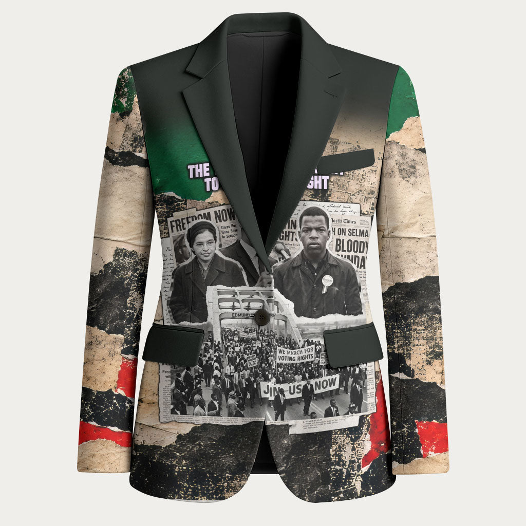 Civil Rights Leaders Blazer Vintage Newspaper Collage Pan-African - Civil Rights Movement