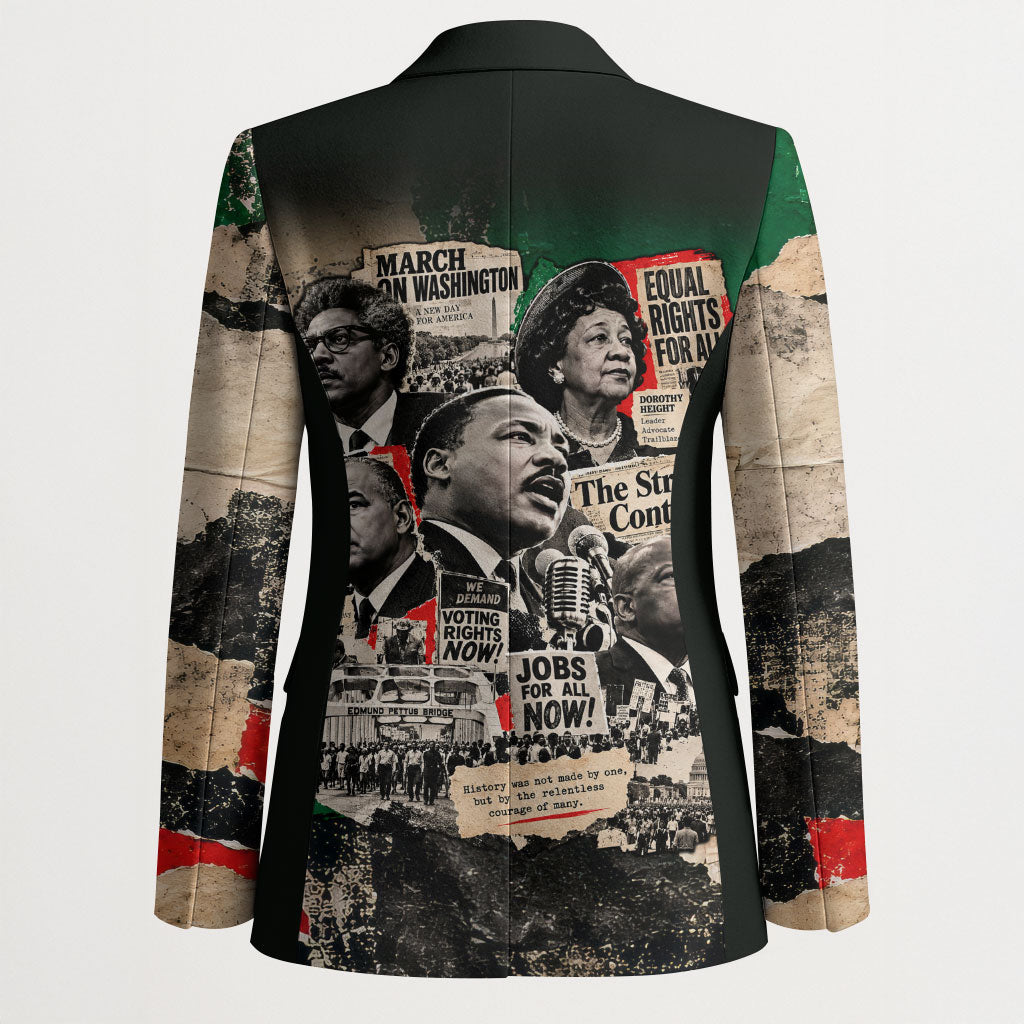 Civil Rights Leaders Blazer Vintage Newspaper Collage Pan-African - Civil Rights Movement
