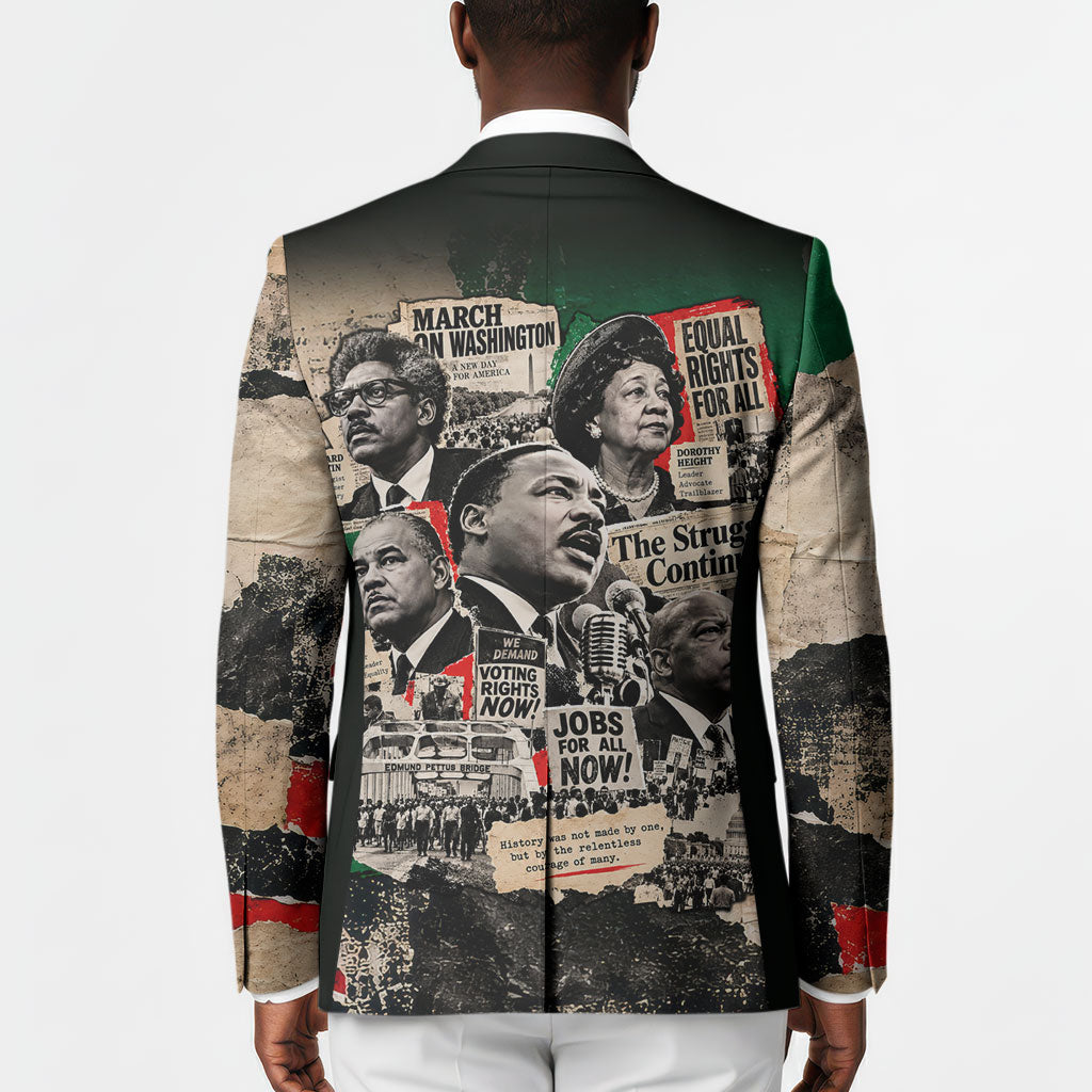Civil Rights Leaders Blazer Vintage Newspaper Collage Pan-African - Civil Rights Movement