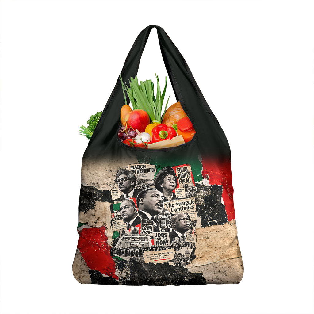 Civil Rights Leaders Grocery Bag Vintage Newspaper Collage Pan-African - Civil Rights Movement