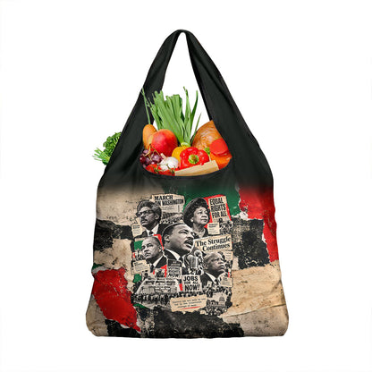 Civil Rights Leaders Grocery Bag Vintage Newspaper Collage Pan-African - Civil Rights Movement