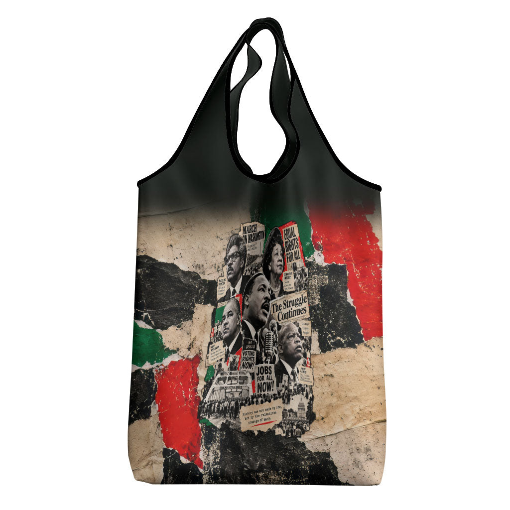 Civil Rights Leaders Grocery Bag Vintage Newspaper Collage Pan-African - Civil Rights Movement