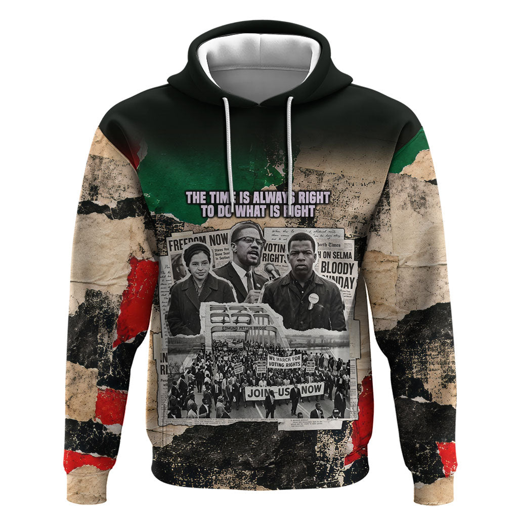 Civil Rights Leaders Hoodie Vintage Newspaper Collage Pan-African - Civil Rights Movement