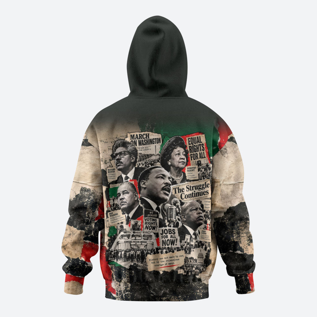 Civil Rights Leaders Hoodie Vintage Newspaper Collage Pan-African - Civil Rights Movement