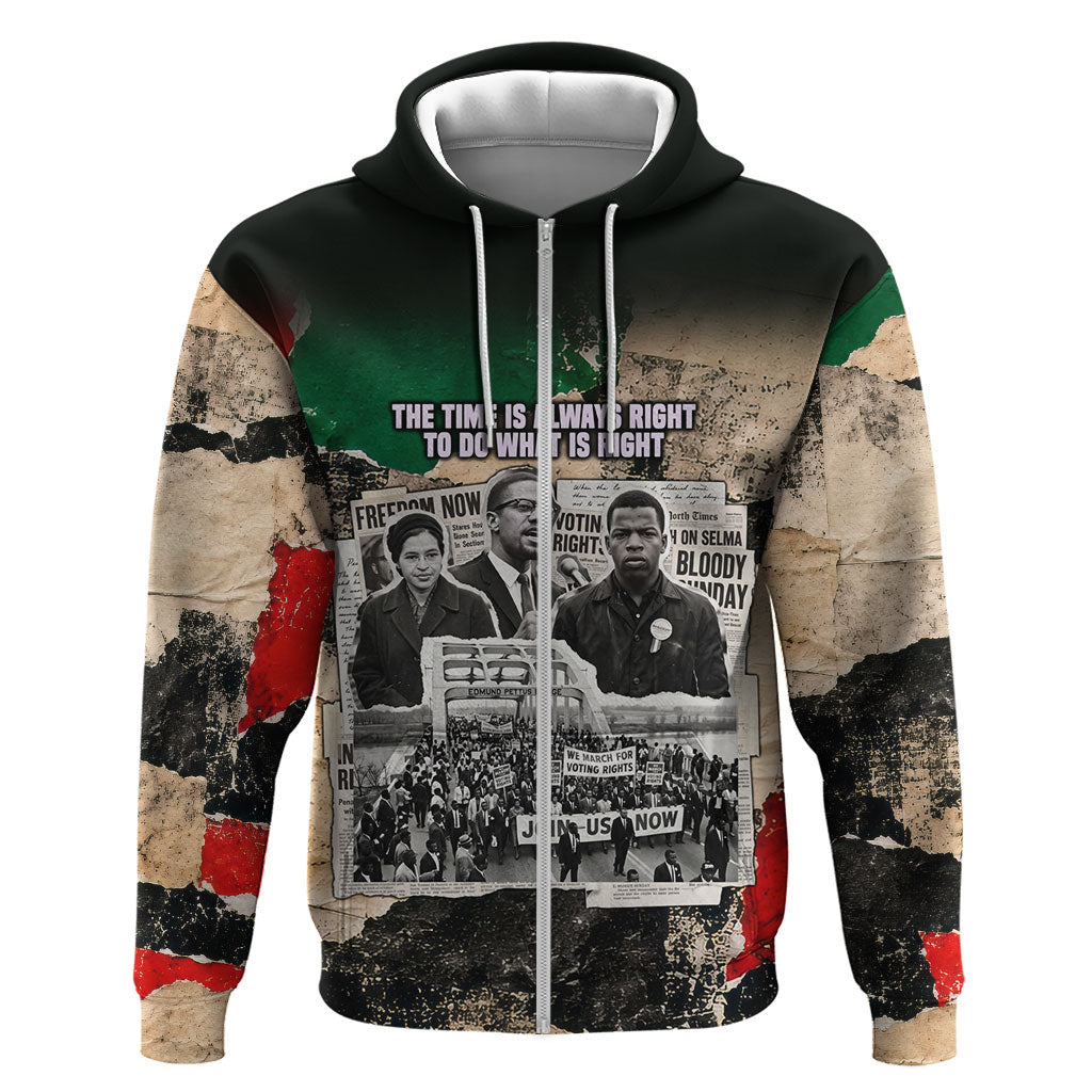 Civil Rights Leaders Hoodie Vintage Newspaper Collage Pan-African - Civil Rights Movement