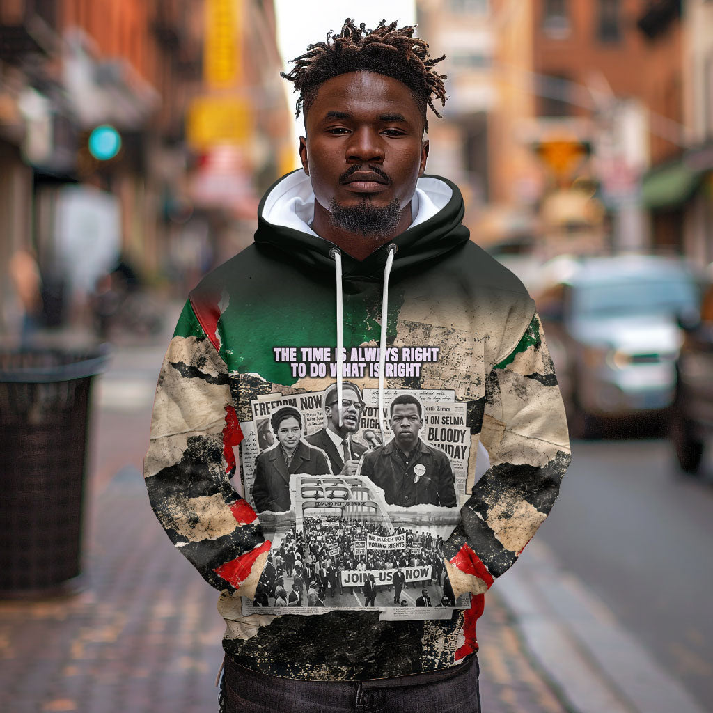 Civil Rights Leaders Hoodie Vintage Newspaper Collage Pan-African - Civil Rights Movement