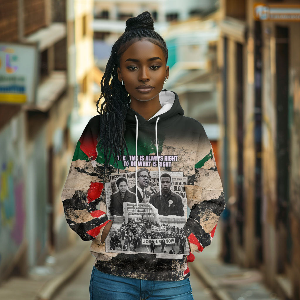Civil Rights Leaders Hoodie Vintage Newspaper Collage Pan-African - Civil Rights Movement