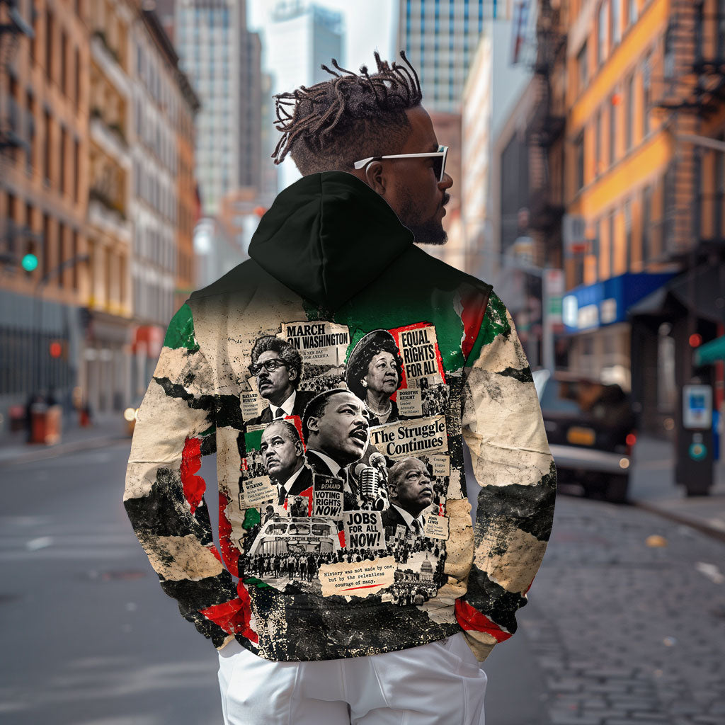 Civil Rights Leaders Hoodie Vintage Newspaper Collage Pan-African - Civil Rights Movement