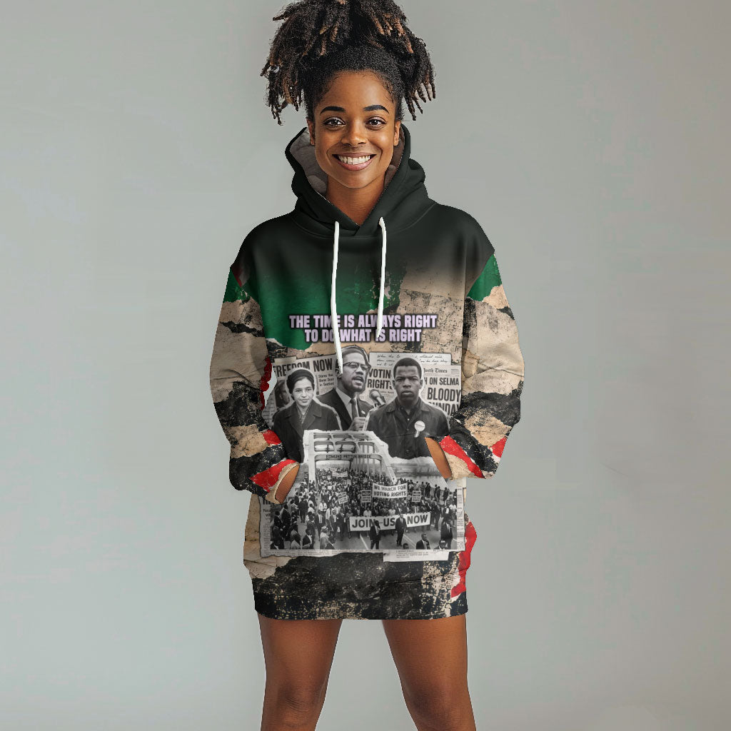 Civil Rights Leaders Hoodie Dress Vintage Newspaper Collage Pan-African - Civil Rights Movement