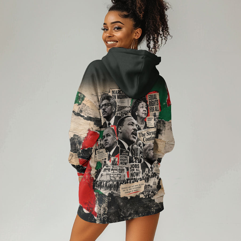 Civil Rights Leaders Hoodie Dress Vintage Newspaper Collage Pan-African - Civil Rights Movement
