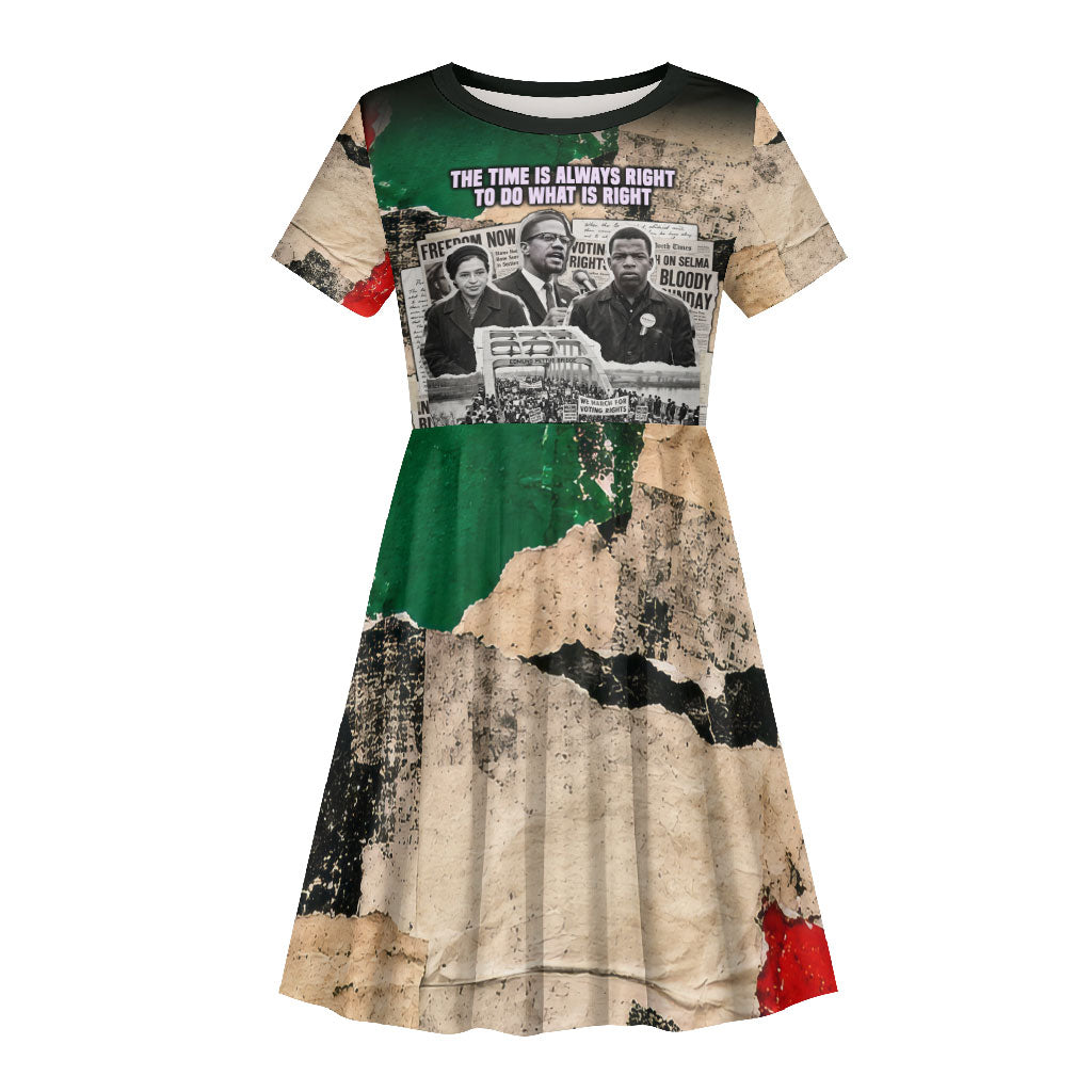 Civil Rights Leaders Kid Short Sleeve Dress Vintage Newspaper Collage Pan-African - Civil Rights Movement