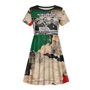 Civil Rights Leaders Kid Short Sleeve Dress Vintage Newspaper Collage Pan-African - Civil Rights Movement