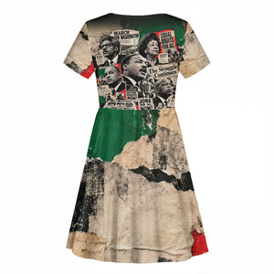 Civil Rights Leaders Kid Short Sleeve Dress Vintage Newspaper Collage Pan-African - Civil Rights Movement