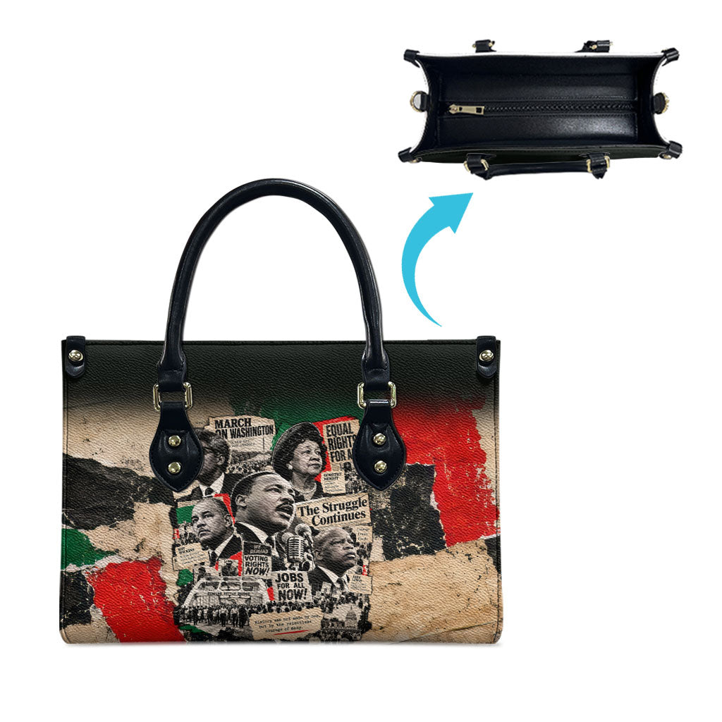 Civil Rights Leaders Leather Bag Vintage Newspaper Collage Pan-African - Civil Rights Movement