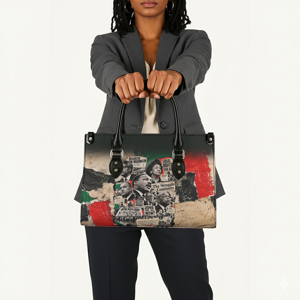 Civil Rights Leaders Leather Bag Vintage Newspaper Collage Pan-African - Civil Rights Movement