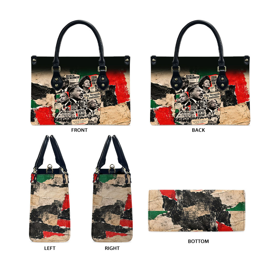 Civil Rights Leaders Leather Bag Vintage Newspaper Collage Pan-African - Civil Rights Movement