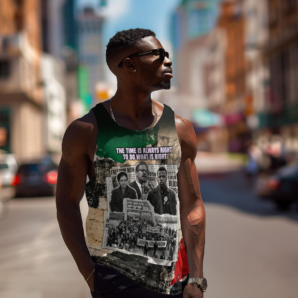 Civil Rights Leaders Men Tank Top Vintage Newspaper Collage Pan-African - Civil Rights Movement