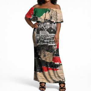 Civil Rights Leaders Off Shoulder Maxi Dress Vintage Newspaper Collage Pan-African - Civil Rights Movement