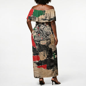 Civil Rights Leaders Off Shoulder Maxi Dress Vintage Newspaper Collage Pan-African - Civil Rights Movement