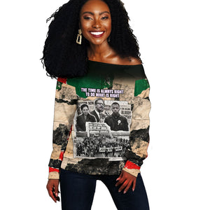 Civil Rights Leaders Off Shoulder Sweater Vintage Newspaper Collage Pan-African - Civil Rights Movement