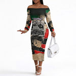 Civil Rights Leaders Off The Shoulder Long Sleeve Dress Vintage Newspaper Collage Pan-African - Civil Rights Movement