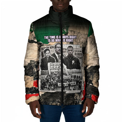 Civil Rights Leaders Padded Jacket Vintage Newspaper Collage Pan-African - Civil Rights Movement