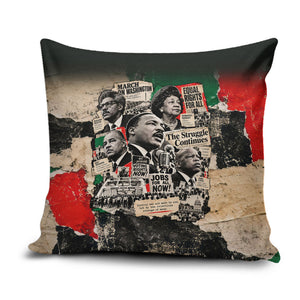 Civil Rights Leaders Pillow Cover Vintage Newspaper Collage Pan-African - Civil Rights Movement
