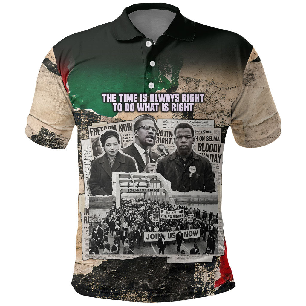Civil Rights Leaders Polo Shirt Vintage Newspaper Collage Pan-African - Civil Rights Movement