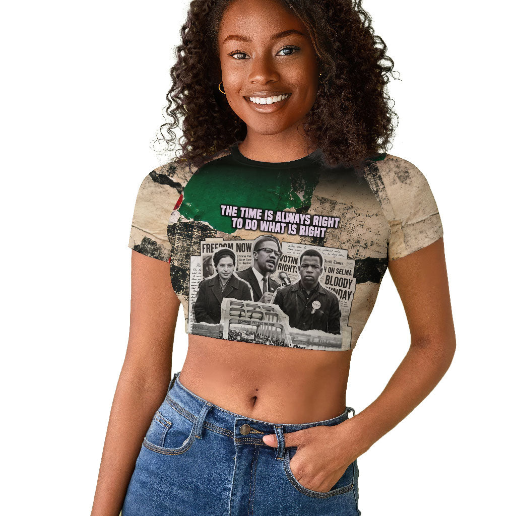 Civil Rights Leaders Raglan Cropped T shirt Vintage Newspaper Collage Pan-African - Civil Rights Movement