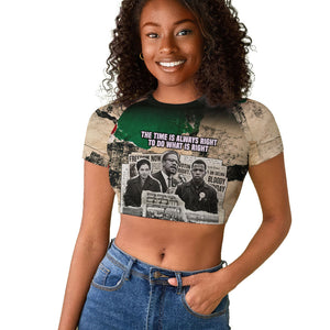 Civil Rights Leaders Raglan Cropped T shirt Vintage Newspaper Collage Pan-African - Civil Rights Movement