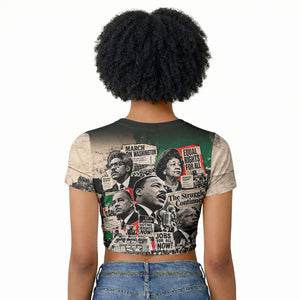 Civil Rights Leaders Raglan Cropped T shirt Vintage Newspaper Collage Pan-African - Civil Rights Movement