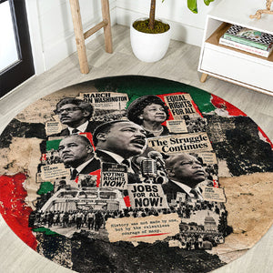 Civil Rights Leaders Round Carpet Vintage Newspaper Collage Pan-African - Civil Rights Movement