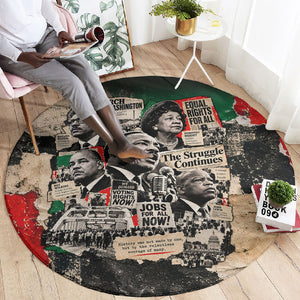 Civil Rights Leaders Round Carpet Vintage Newspaper Collage Pan-African - Civil Rights Movement