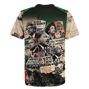 Civil Rights Leaders Rugby Jersey Vintage Newspaper Collage Pan-African - Civil Rights Movement