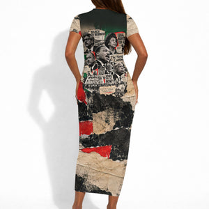 Civil Rights Leaders Short Sleeve Bodycon Dress Vintage Newspaper Collage Pan-African - Civil Rights Movement
