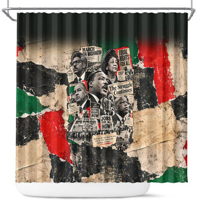 Civil Rights Leaders Shower Curtain Vintage Newspaper Collage Pan-African - Civil Rights Movement