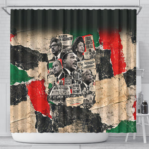 Civil Rights Leaders Shower Curtain Vintage Newspaper Collage Pan-African - Civil Rights Movement