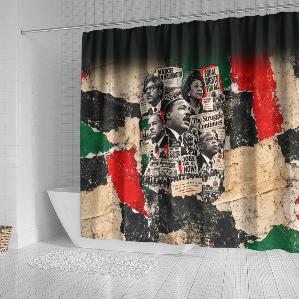 Civil Rights Leaders Shower Curtain Vintage Newspaper Collage Pan-African - Civil Rights Movement