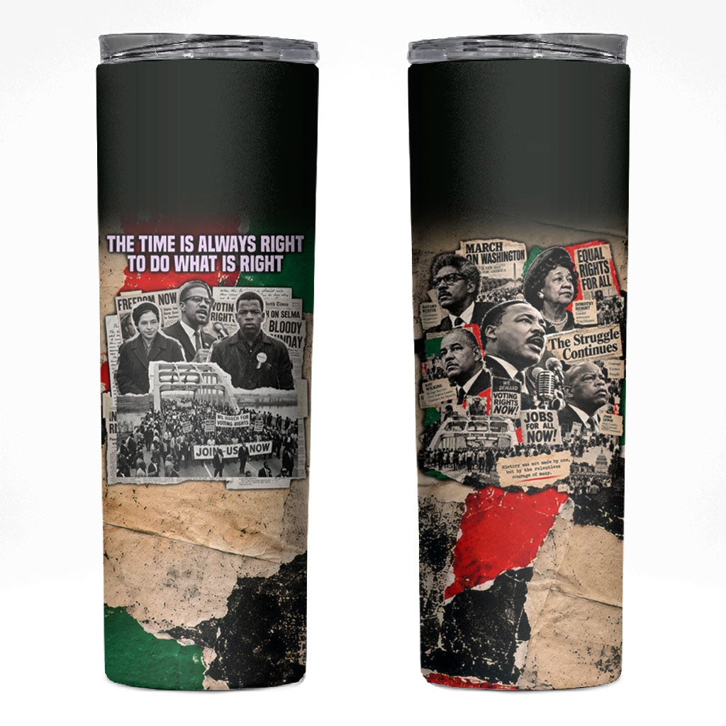 Civil Rights Leaders Skinny Tumbler Vintage Newspaper Collage Pan-African - Civil Rights Movement