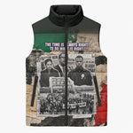 Civil Rights Leaders Sleeveless Puffer Jacket Vintage Newspaper Collage Pan-African - Civil Rights Movement