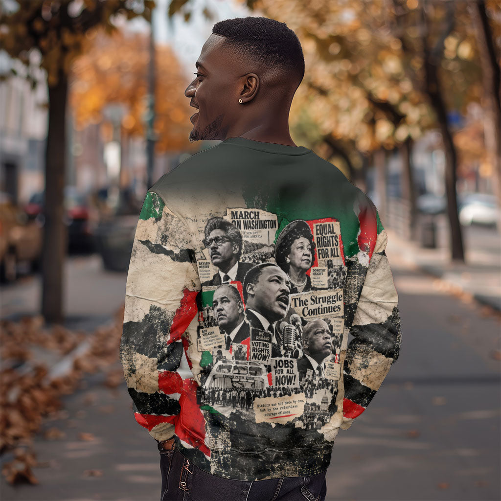 Civil Rights Leaders Sweatshirt Vintage Newspaper Collage Pan-African - Civil Rights Movement
